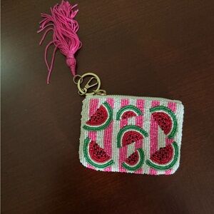 Anthropologie Watermelon Beaded Coin Pouch